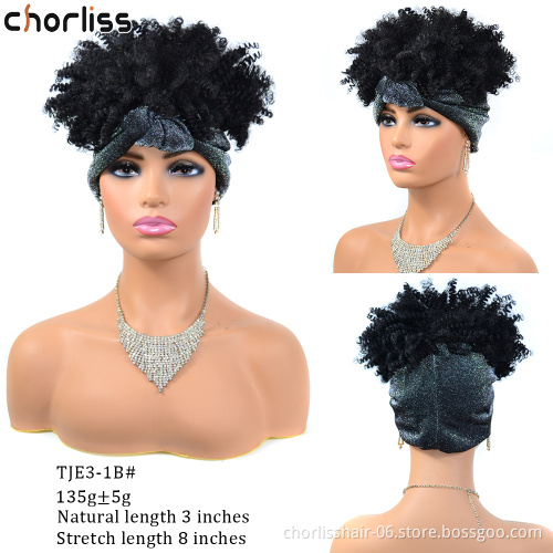 Wholesale Natural Blonde Black Heat Resistant Kinky Cruly Afro Short Wig Synthetic Hair Women's Headband Wigs For Black Women